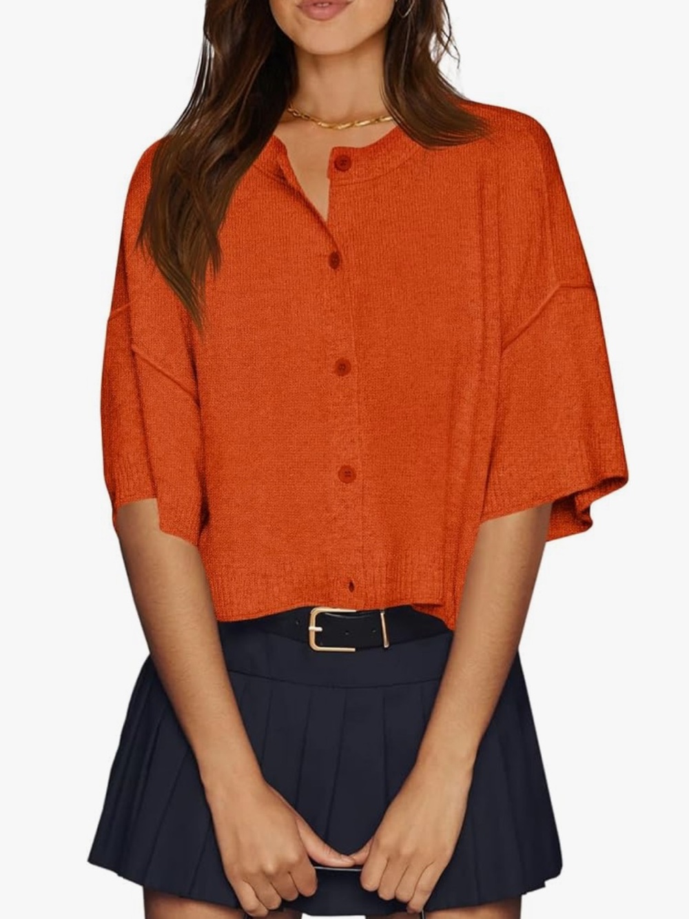 Cicy Bell Cropped Button-Front Cardigan